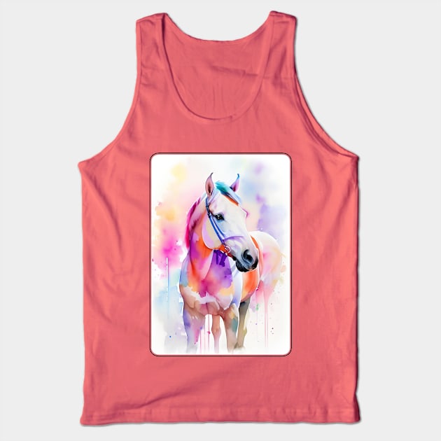 Horse Watercolor Portrait 1 Tank Top by Hilltop Pixel